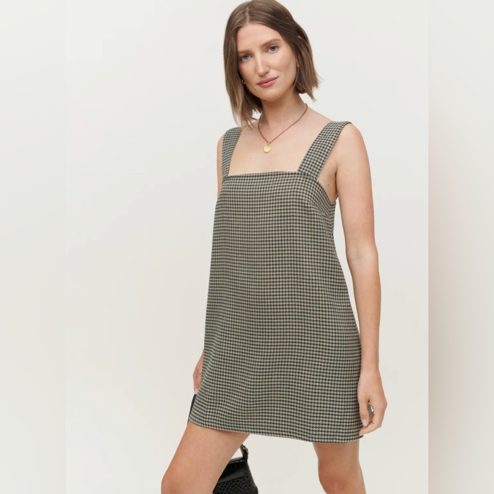 REFORMATION Hackney Dress - Brand New, Size M, Blue Checkered Pattern.